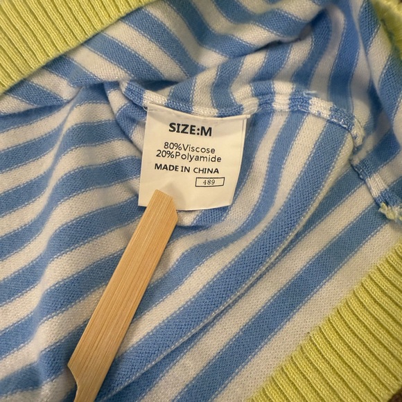 Blue and White Striped Sweater with Yellow Accents | M - Picture 7 of 11